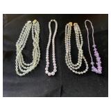 AWT115 - Four Vintage 81/2”-10” Clear & Lavender Necklaces AWT115 - Four Vintage 81/2”-10” Clear & Lavender Necklaces
