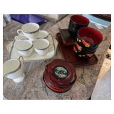 AWT283 Wedgwood Bone China Tea Cups And Japanese Lacquer Wear 