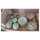 AWT341- Celadon Pottery & Clay Serving Dishes