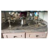 AWT352 Gold-like Candelabra, Silver-like Teapot, Fold-up Gold-like Platter