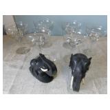 KSCCTH001 Glasses and Elephant Bookends Ceylon