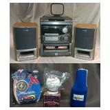 KSCSAV005 Aiwa Stereo System, Collectibles and Koozie