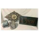 KSCSAV023 Vintage Clock, Open Sign and Check Writer Machine