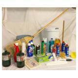 KSCSAV038 Supplies to Clean With, Sprays, Broom, and Trash Bin