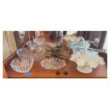 LLS012 Collectible Vintage Clear And White Non-Transparent Glass Pieces - Fenton? LLS012 Collectible Vintage Clear And White Non-Transparent Glass Pieces - Fenton?