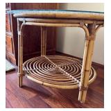 LLS020- Rattan Glass top Side Table  LLS020- Rattan Glass top Side Table