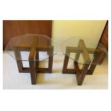 LLS085 2 Octagon Glass Tables/Night Stands + Table Covers LLS085 2 Octagon Glass Tables/Night Stands + Table Covers