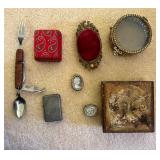 LLS102- Vintage Jewelry Holder Assortment , 950 Silver Lighter, Folding Pocket Knife LLS102- Vintage Jewelry Holder Assortment , 950 Silver Lighter, Folding Pocket Knife