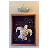 LLS103- Handcrafted Coral And Turtle Art With Glass Fishing Float LLS103- Handcrafted Coral And Turtle Art With Glass Fishing Float