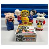 HHC005- Vintage China Coin Bank, Mooing And Oinking Shaker, MarshyDog  HHC005- Vintage China Coin Bank, Mooing And Oinking Shaker, MarshyDog