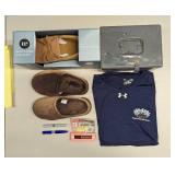 HHC023 ASSORTED SLIPPERS, SLIP ONS, SHIRT, TOOL BOX FLOSS AND LIP STAINS. HHC023 ASSORTED SLIPPERS, SLIP ONS, SHIRT, TOOL BOX FLOSS AND LIP STAINS.