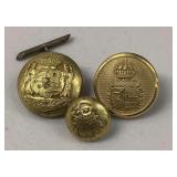 HHC115- Three Gold Military Buttons Prince Kuhio Kalanianaole Kamehameha Logo HHC115- Three Gold Military Buttons Prince Kuhio Kalanianaole Kamehameha Logo