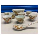 HHC150 - Vintage Chinese Porcelain Serving Bowl w/Matching Cups & Spoon HHC150 - Vintage Chinese Porcelain Serving Bowl w/Matching Cups & Spoon