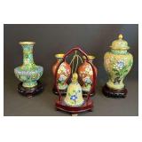 HHC220 - Cloisonne Vases And Bell HHC220 - Cloisonne Vases And Bell