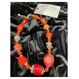 HHC403 - Myrna Lee Chang Red Coral Necklace  HHC403 - Myrna Lee Chang Red Coral Necklace