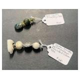 HHC411 Myrna Lee Chang Vintage Green Agate Bead Pendants And Jade Snake Wit Porcelain Beads Pendant HHC411 Myrna Lee Chang Vintage Green Agate Bead Pendants And Jade Snake Wit Porcelain Beads Pendant