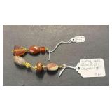 HHC412 Myrna Lee Chang Vintage Gold Stone And Jasper Pendant And Vintage Glass Carnelian  HHC412 Myrna Lee Chang Vintage Gold Stone And Jasper Pendant And Vintage Glass Carnelian