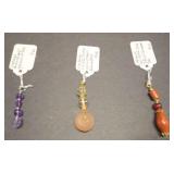 HHC421 Lot Of Three Myrna Lee Chang Pendants With Natural Stone Beads HHC421 Lot Of Three Myrna Lee Chang Pendants With Natural Stone Beads