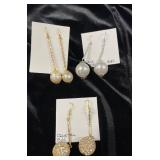 HHC430 - Myrna Lee Chang Big Faux Pearl & Crystal Dangle Earrings  HHC430 - Myrna Lee Chang Big Faux Pearl & Crystal Dangle Earrings