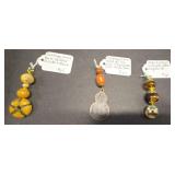 HHC433 Three Vintage Mryna Lee Chang Pendants With Natural Stone Beads HHC433 Three Vintage Mryna Lee Chang Pendants With Natural Stone Beads