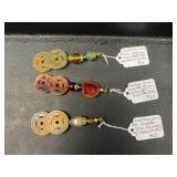 HHC437 Myrna Lee Chang 3 Double Vintage Jade Coin Pendants  HHC437 Myrna Lee Chang 3 Double Vintage Jade Coin Pendants
