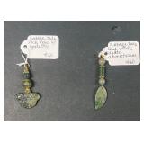 HHC475 Myrna Lee Chang Vintage Jade W/ Agate Pendent And Vintage Jade Leaf W/ Agate Pendant HHC475 Myrna Lee Chang Vintage Jade W/ Agate Pendent And Vintage Jade Leaf W/ Agate Pendant
