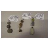 HHC491 LOT OF Three Myrna Lee Chang Pendants With Natural Stone Beads HHC491 LOT OF Three Myrna Lee Chang Pendants With Natural Stone Beads