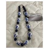 HHC501 - Myrna Lee Chang Blue & White Porcelain /Crystal Necklace 10 1/2” HHC501 - Myrna Lee Chang Blue & White Porcelain /Crystal Necklace 10 1/2”