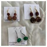 HHC505 - Myrna Lee Chang Vintage Agate & Natural Stone Earrings HHC505 - Myrna Lee Chang Vintage Agate & Natural Stone Earrings