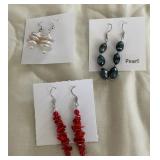 HHC507 - Myrna Lee Chang Pearl & Coral Dangle Earrings HHC507 - Myrna Lee Chang Pearl & Coral Dangle Earrings