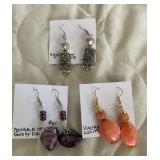 HHC511 - Myrna Lee Chang Purple Mother-of-Pearl, Pewter, & Peach Lucite Earrings HHC511 - Myrna Lee Chang Purple Mother-of-Pearl, Pewter, & Peach Lucite Earrings