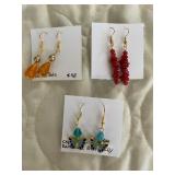 HHC513 - Myrna Lee Chang Red Coral , Gold Lucite, & Blue Butterfly Dangles HHC513 - Myrna Lee Chang Red Coral , Gold Lucite, & Blue Butterfly Dangles
