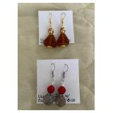 HHC515 - Myrna Lee Chang Red Cinnabar & Vintage Glass Bead Earrings HHC515 - Myrna Lee Chang Red Cinnabar & Vintage Glass Bead Earrings