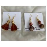 HHC516 - Myrna Lee Chang Agate /Sandstone & Glass Dangles HHC516 - Myrna Lee Chang Agate /Sandstone & Glass Dangles