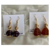 HHC519 - Myrna Lee Chang Vintage Glass & Agate Dangles HHC519 - Myrna Lee Chang Vintage Glass & Agate Dangles