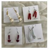 HHC535 - Myrna Lee Chang Agate, Bone, Coral, & Jade Beaded Earrings HHC535 - Myrna Lee Chang Agate, Bone, Coral, & Jade Beaded Earrings