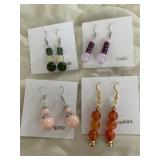 HHC539 - Myrna Lee Chang Jade, Agate, & Carnelian Beaded Earrings HHC539 - Myrna Lee Chang Jade, Agate, & Carnelian Beaded Earrings
