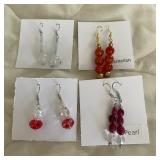 HHC540 - Myrna Lee Chang Pearl, Jade, Crystal , & Carnelian Beaded Earrings HHC540 - Myrna Lee Chang Pearl, Jade, Crystal , & Carnelian Beaded Earrings