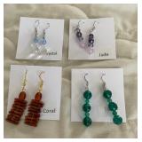 HHC541 - Myrna Lee Chang Crystal, Lucite, Coral, & Jade Beaded Earrings HHC541 - Myrna Lee Chang Crystal, Lucite, Coral, & Jade Beaded Earrings