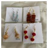 HHC571 - Myrna Lee Chang Crystal, Jade, Coral, & Bone Beaded Earrings HHC571 - Myrna Lee Chang Crystal, Jade, Coral, & Bone Beaded Earrings