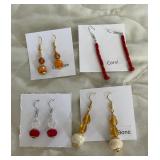 HHC575 - Myrna Lee Chang Coral, Carnelian, Bone, & Crystal Beaded Earrings HHC575 - Myrna Lee Chang Coral, Carnelian, Bone, & Crystal Beaded Earrings