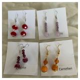 HHC566 - Myrna Lee Chang Carnelian, Crystal, Jade, & Agate Beaded Earrings  HHC566 - Myrna Lee Chang Carnelian, Crystal, Jade, & Agate Beaded Earrings