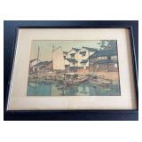 KFA013-Japanese woodblock print of harbor scene along Japan’s Inland Sea by Hiroshi Yoshida KFA013-Japanese woodblock print of harbor scene along Japan’s Inland Sea by Hiroshi Yoshida