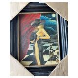 KFA035- Original Lady In Black Framed Oil Canvas Painting KFA035- Original Lady In Black Framed Oil Canvas Painting