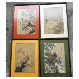 KFA043- Set Of 4 Chinese Paintings On Silk  KFA043- Set Of 4 Chinese Paintings On Silk