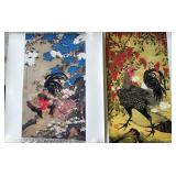 KFA044- Japanese Rooster Artwork Set Of 2 KFA044- Japanese Rooster Artwork Set Of 2