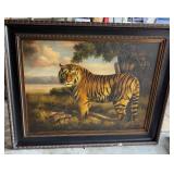 KFA087-Framed Oil painting of tiger KFA087-Framed Oil painting of tiger
