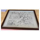 KKT021-Framed pencil drawing of man on vacation KKT021-Framed pencil drawing of man on vacation