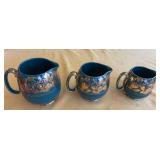 KKT045-Sadler green porcelain pitcher jugs gilded gold wine leaf in various sizes KKT045-Sadler green porcelain pitcher jugs gilded gold wine leaf in various sizes