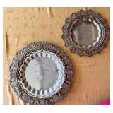 KKT061-Ornate Silver-Plated Crest Trays – Decorative Vintage Pair KKT061-Ornate Silver-Plated Crest Trays – Decorative Vintage Pair